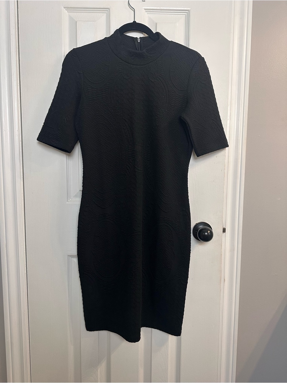 Black Esprit Short-Sleeve Mock Neck Dress